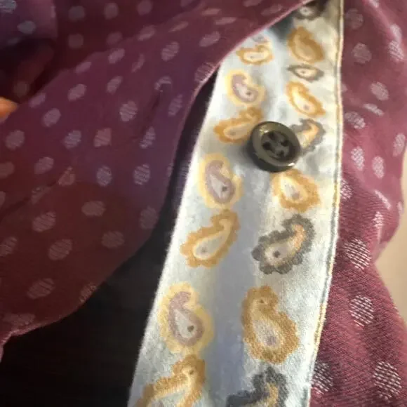 ROBERT GRAHAM Long Sleeve Polka Dot Eggplant Purple Shirt Size Large - Picture 4 of 6